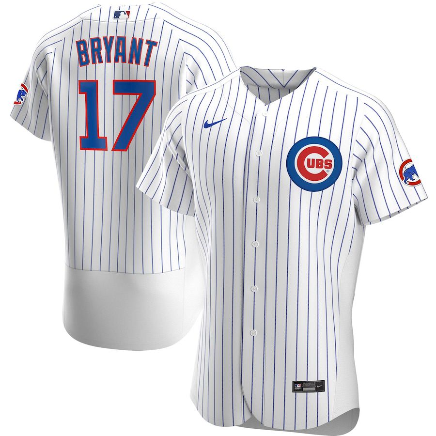 Mens Chicago Cubs #17 Kris Bryant Nike White Home Authentic Player MLB Jerseys